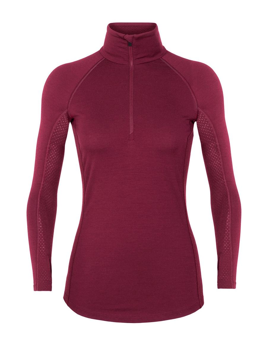 Cherry Icebreaker BodyfitZone™ Merino 200 Zone Thermal Long Sleeve Half Zip Top Women\'s Base Layers | AU 1866JPQJ